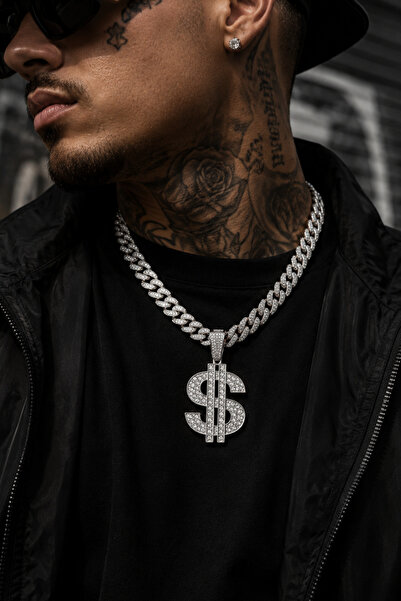 laria jewelry Hip Hop Iced Out Dolar Pendant Küba Zincir Kolye