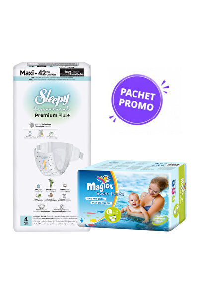 Sleepy Pachet promo Scutece Premium Mărimea 4 (42 buc, 7-14 kg) + Scutece-chi...