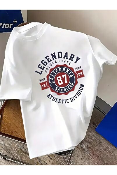 AEMİ Tricou unisex cu imprimeu legendar, supradimensionat, cu gât rotund