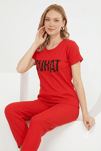 Fulla Moda What Printed Short Sleeve Pajama Set