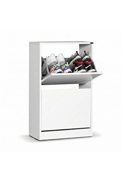 Adore Raft compact pentru pantofi, 10 perechi, 2 compartimente, Alb - Mov, 51...