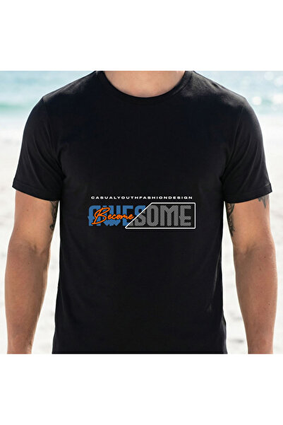 2mcup Casual Youth Fashion Black T-Shirt with Awesome Graphic Print Suitable ...