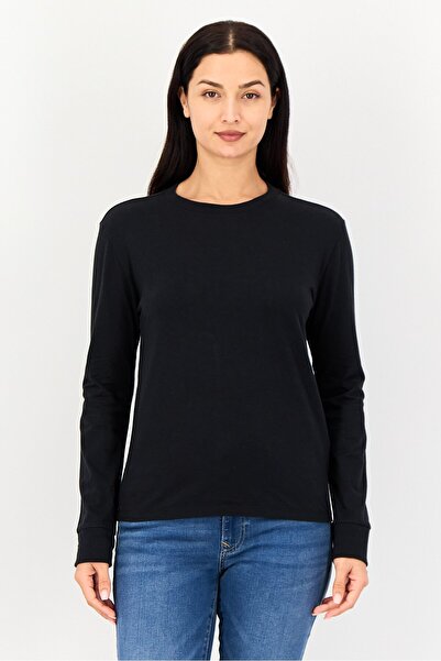 Allbirds Women Crew Neck Solid Long Sleeve T-Shirt, Black