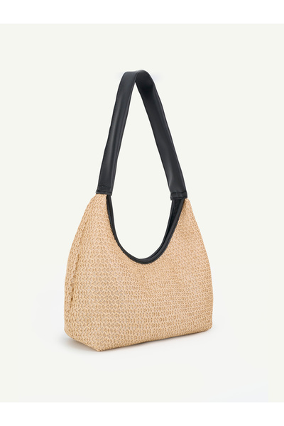 Mojeva Mun Wicker Vintage Double Zipper Hand and Shoulder Bag