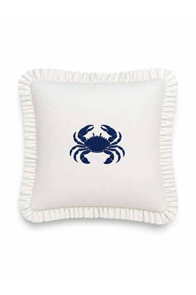 BELENAY Husă decorativă pentru pernă cu volane și broderie cu crab marin, 45x...