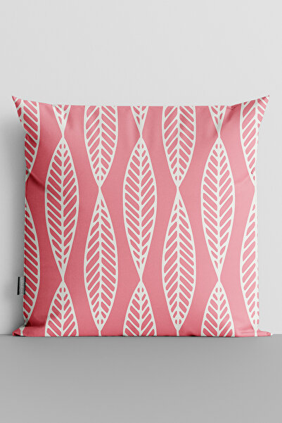 TicaretJet White Vertical Shapes Double Sided Digital Printed Throw Pillow Cover