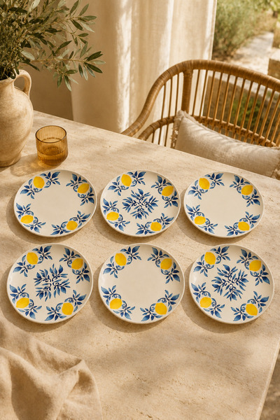 Papart Limon 6-Piece 20 cm Ceramic Cake and Serving Plate Set