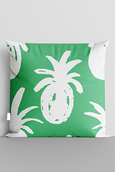TicaretJet غطاء وسادة مطبوع رقميًا على الوجهين من White Pineapples - 6375