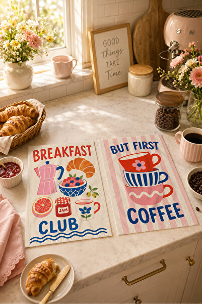 milroma Breakfast Club but First Coffee Coffee Cup Patterned Decorative Styli...
