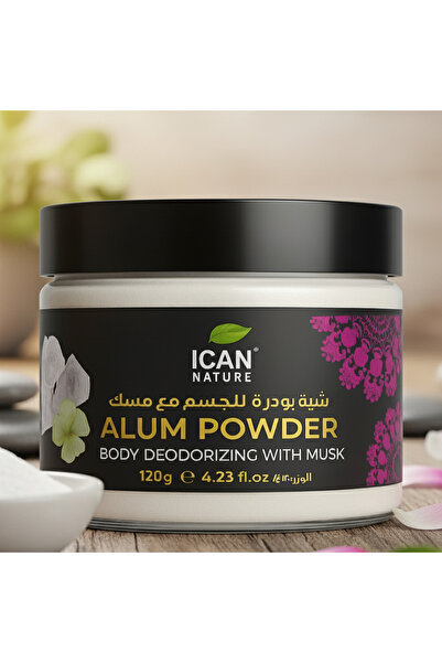 Ican London Natural Alum Powder with Musk 120g – Natural Body Deodorant Powde...