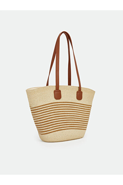 LC Waikiki LCW ACCESSORIES Bej Kadın Hasır Plaj Çantası