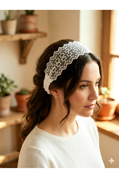 Mufincollection Bentiță elastică din dantelă – Accesoriu de păr elastic în st...