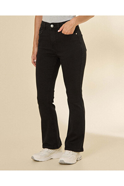 REDTAG Women Black Kick Flare Jeans