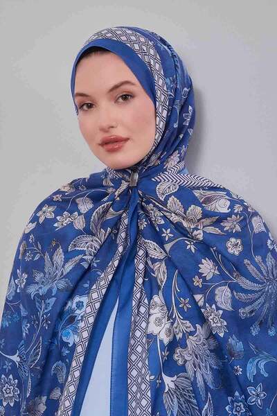 Levidor Dark Blue Tulip Pattern Sport Shawl