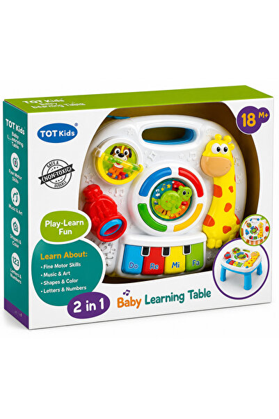 TOT KIDS طاولة تعليمية للأطفال بشكل زرافة مع إضاءة وموسيقى