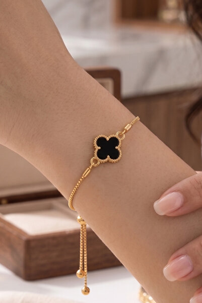 AURRARİ Gold Black Stone Elevator Bracelet