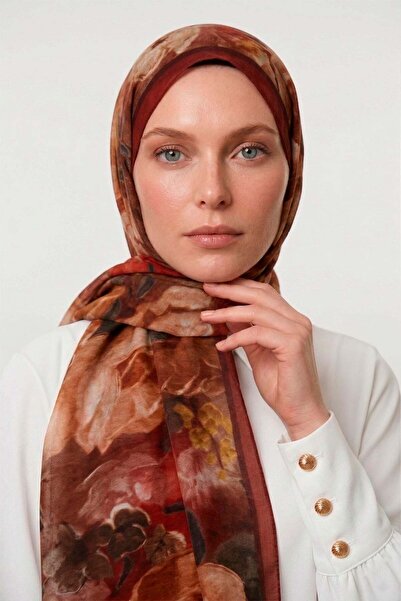 Levidor Burgundy Rose Patterned Tencel Shawl