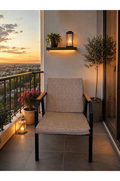 Dekoroom's DURU TEKLİ BAHÇE BALKON MOBİLYASI,SİYAH İSKELET,KUMAŞ RENGİ 03 CAP...
