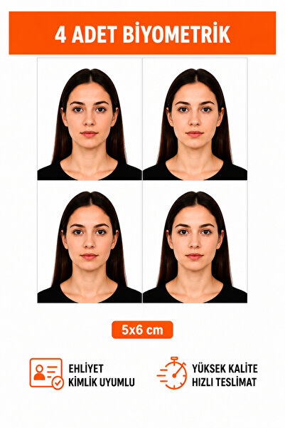 BM Foto 4 Adet Biyometrik Fotoğraf Baskısı – Ehliyet ve Kimlik İçin Uygun