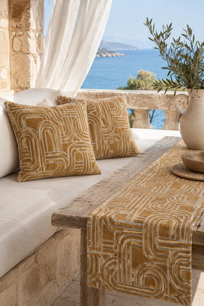 FULY CONSEPT طقم من 2 غطاء وسادة مقاس 43x43 وطقم مفرش أرضية مقاس 30x120 باللو...