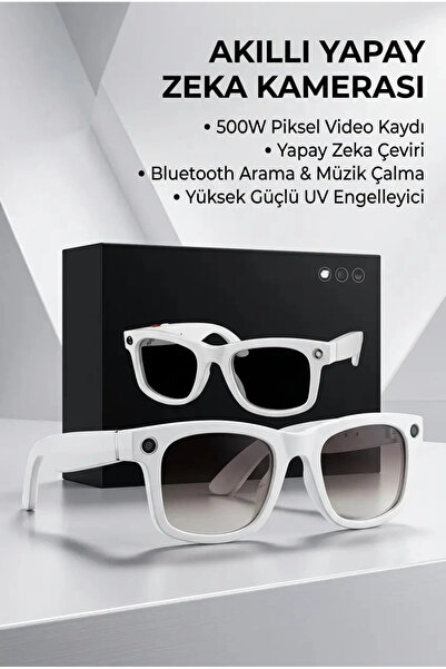 Generic Brand White Smart Glasses with Camera, Stylish Premium Product with B...