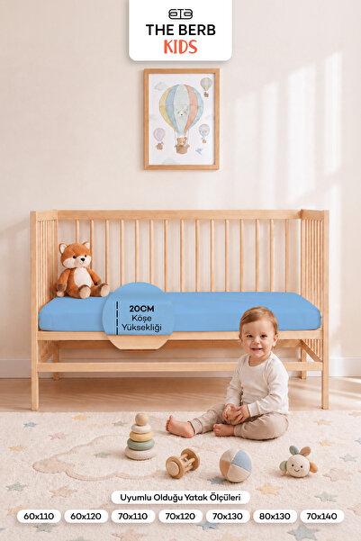 The Berb %100 Pamuk Penye Lastikli Bebek Çarşafı | Park Yatak , Beşik, Anne Yanı | 60x110, 60x120, 70x110, 70x120, 70x130, 80x130, 70x140