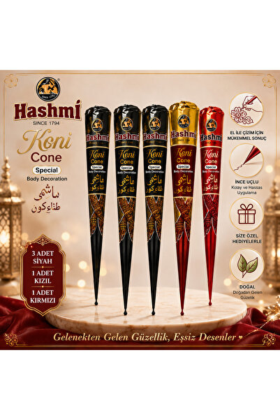 hennadibace Hint Kınası 5 renk karışık set Külah Hint Kınası - Henna Cone Tat...