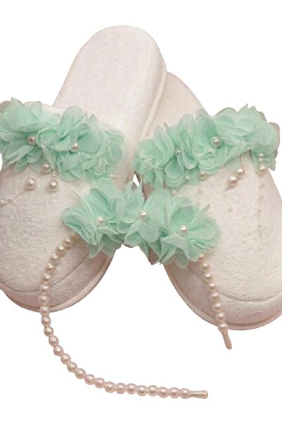 SavBrand Floral Pearl Maternity Slippers and Pearl Maternity Crown Mother Hos...