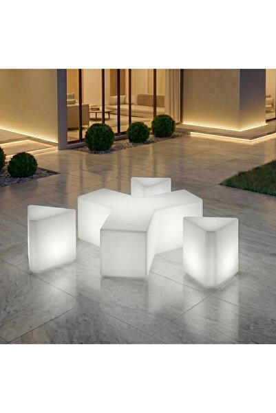 MYASEM STORE Y Table Set with 3 Triangular Modern Long Small Led Light Stand ...