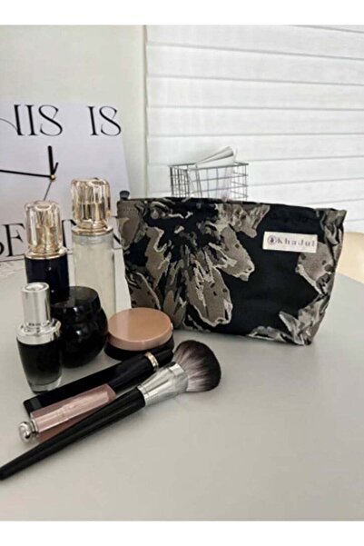 Arabest Large Capacity Canvas Makeup Bag,Black,for Travel Toiletries,Makeup B...