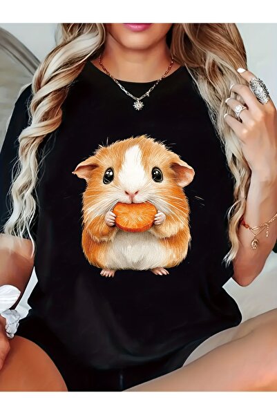 2mcup Ladies' Cute Guinea Pig Pattern T-Shirt, Short Sleeve Round Neck Lightw...