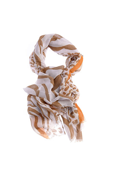 meli melo Esarfa cu model animal print in tonuri naturale