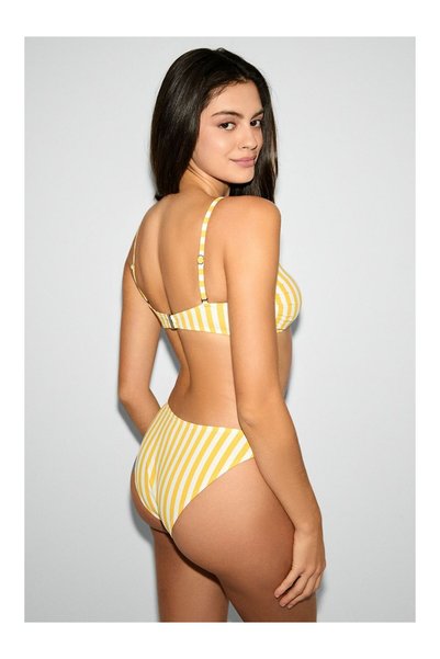 Kom Striped Line Pattern Strapless Bikini