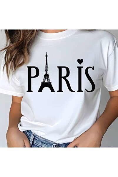 212Wear تي شيرت بطباعة جرافيك باريس للنساء، قميص كاجوال بأكمام قصيرة، قطعة وا...