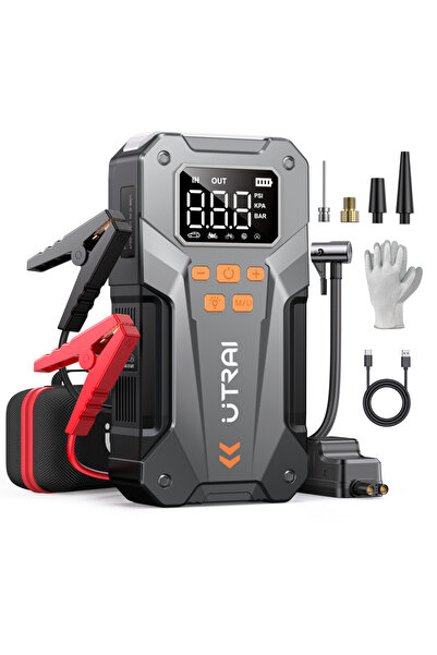 UTRAI JS20 10000mAh 5000A Akü Takviye Cihazı, Lastik Şişirme Pompası, Powerba...