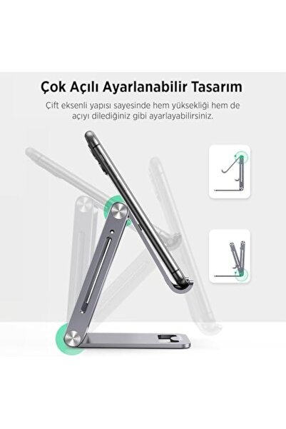 Yıldızan Cfr Shop Aluminum Foldable Metal Desktop Phone Holder Stand Silver 1...