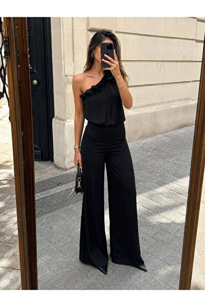 Eslem Bulut Boutique Şık Saten Tek Omuz Tulum