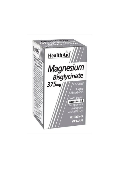 Health Aid Magnesium Bisglycinate 375mg &amp; B6, Χηλικό Μαγνήσιο &amp; Βιταμ...