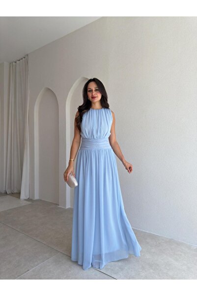 Mooi Butik فستان تياجو ماكسي 3706 - أزرق فاتح