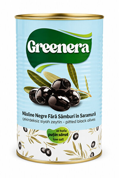 Greenera Măsline Negre Fără Sâmburi în Saramură, Conținut Redus de Sare, Cons...