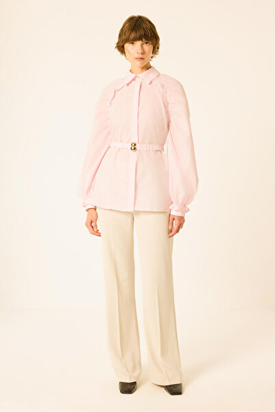 Touché Privé Balon Sleeves, Ruched Detail, Belted Shirt