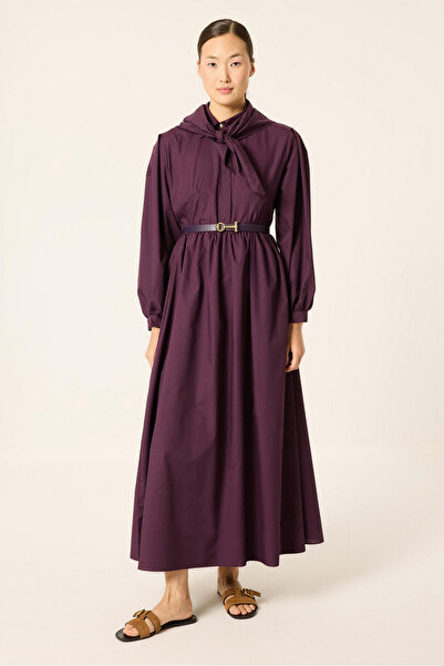 Touché Privé Shirt Collar Belted Scarfed Maxi Dress