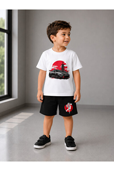 Eşofmancım Boy's Summer Sweat-Proof Combed Cotton Suit with Shorts