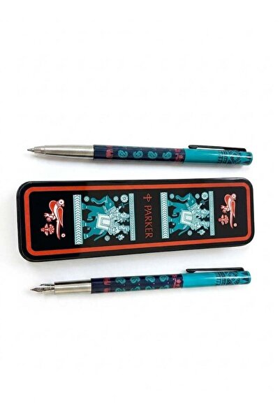 Parker Victor Ink Pen + Rollerball Indian Engraving Set 97