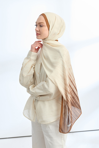 ARMANDA Elegant Harmony Linora Pattern Shawl - Light Brown