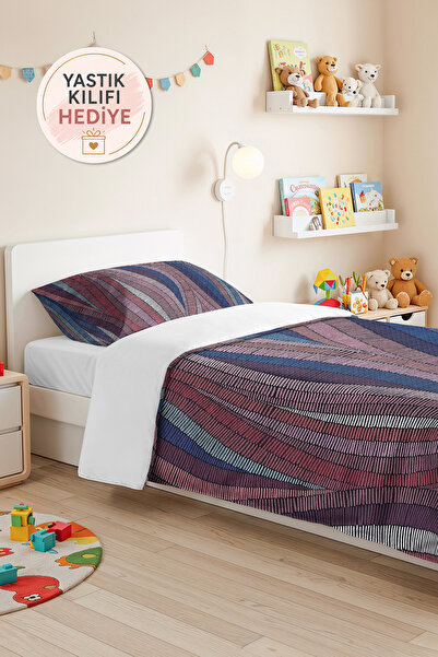Evimde Bambaşka Geometric Blue Young Room Single Pique Set - Modern Pink 160X...