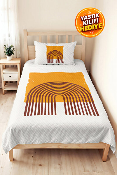 Evimde Bambaşka Geometric Boho Teen Room Single Pique Set-Modern Brown 160X22...