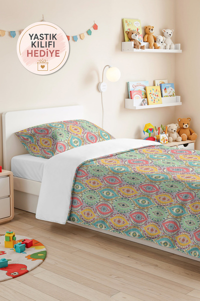 Evimde Bambaşka Bohemian Ethnic Mint Young Room Single Pique Set - Geometric ...