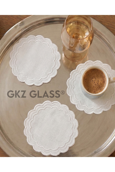 gkzglass home dekor 6 Linen Fabric Embroidered Coffee Side Cocktail Napkins & Coasters Serving Napkins