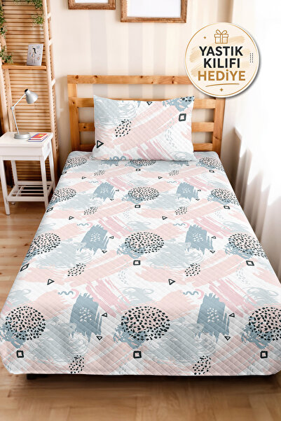Evimde Bambaşka Pastel Geometric Young Room Single Pique Set - Powder Blue 16...